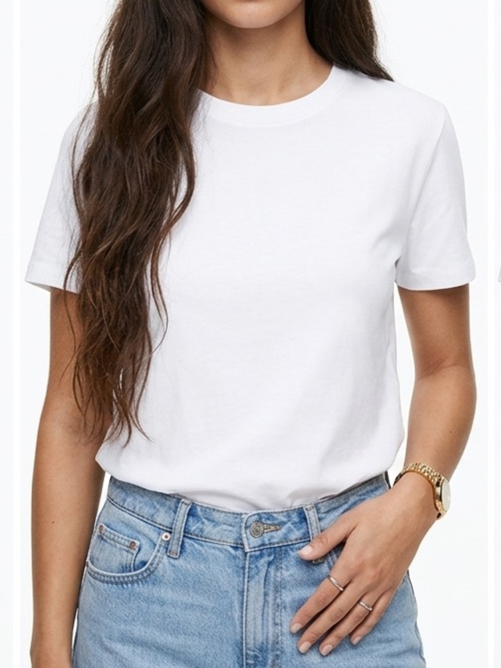 Zara Essential White Crewneck Tee Short Sleeve Size Medium